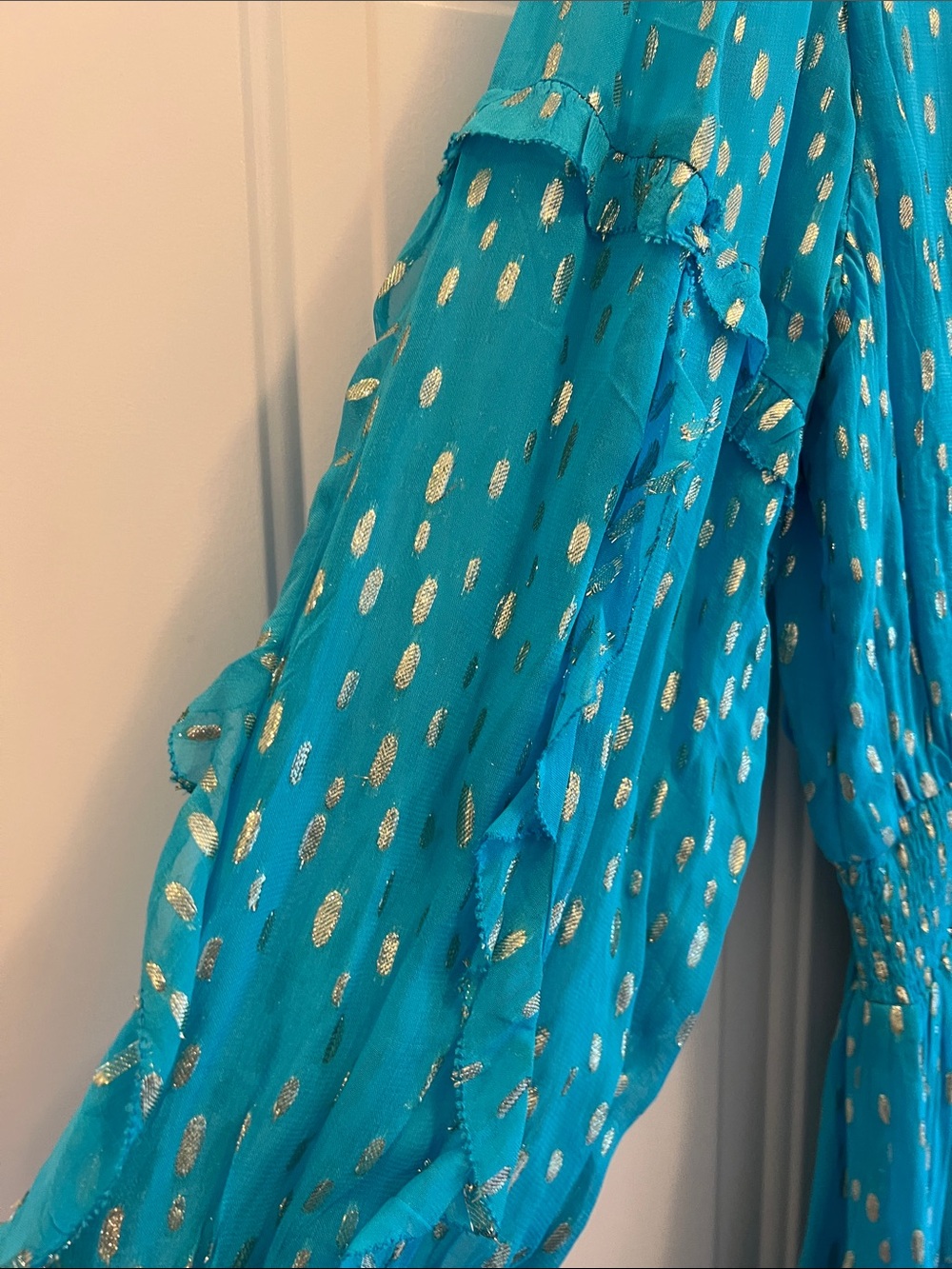 Lilly Pulitzer size 12 Heline Ruffed dress in Turquoise Excellent condition - Picture 6 of 6